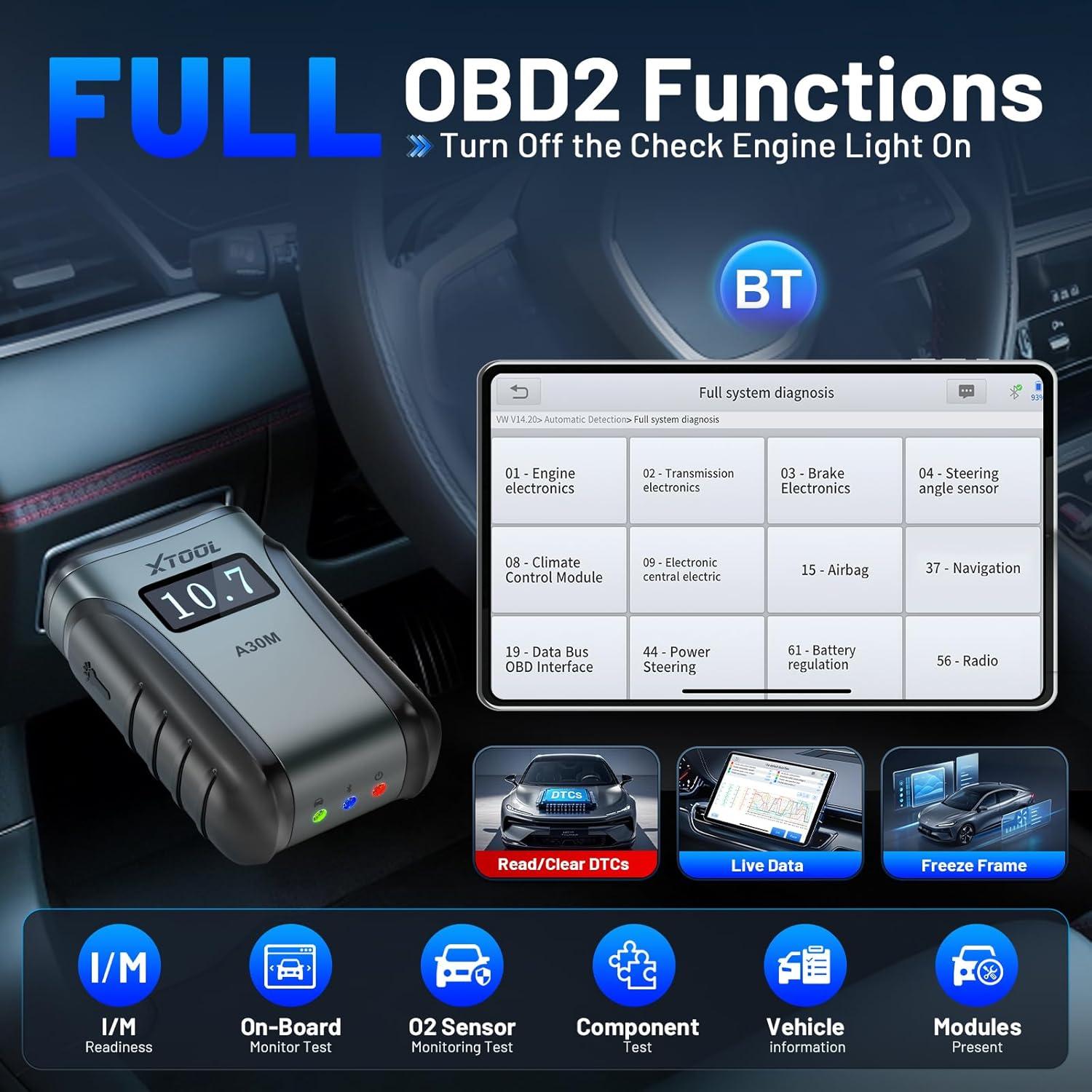 imageOBD2 Scanner Diagnostic Tool XTOOL Anyscan A30M V20 2025 Wireless Bidirectional Scan Tool with Free Updates 26 Resets All System for Android ampamp iPhone Crank Sensor Relearn EPB Throttle Relearn