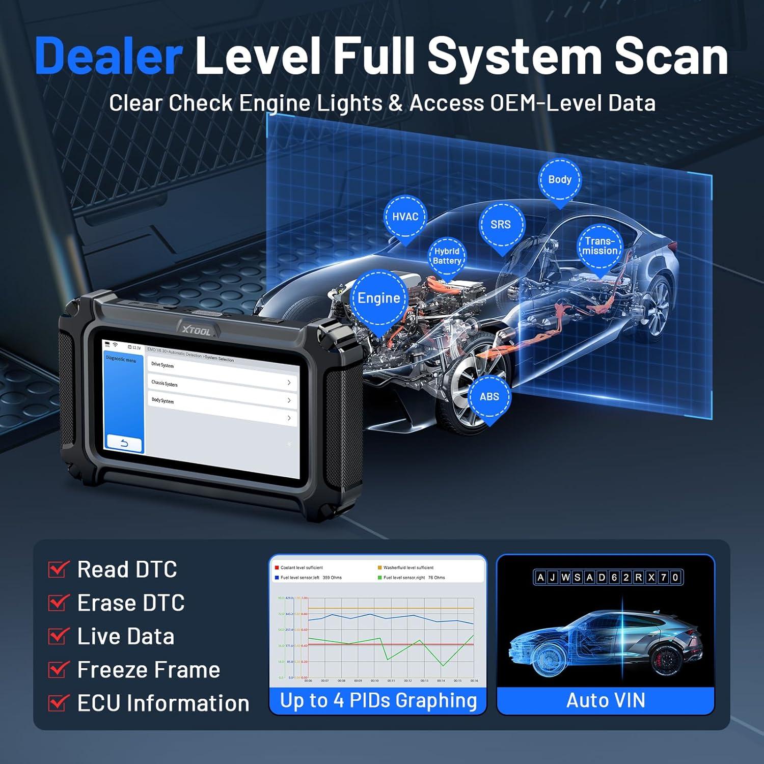imageOBD2 Scanner Diagnostic Tool XTOOL D6S 2025 Car Scanner with All System Scan Throttle Relearn ABS Bleed Advanced Engine Code Reader with Resets Live Data Free Updates Upgraded Ver of XTOOL D5S