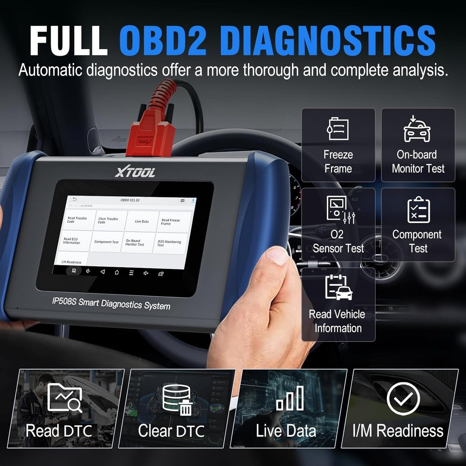 imageOBD2 Scanner Diagnostic Tool XTOOL IP508S Code Reader for Cars ampamp Trucks with 15 Resets Crank Sensor Relearn ABS Bleed CAN FD for GM Engine ABS SRS Transmission Car Diagnostic Tool Android 10
