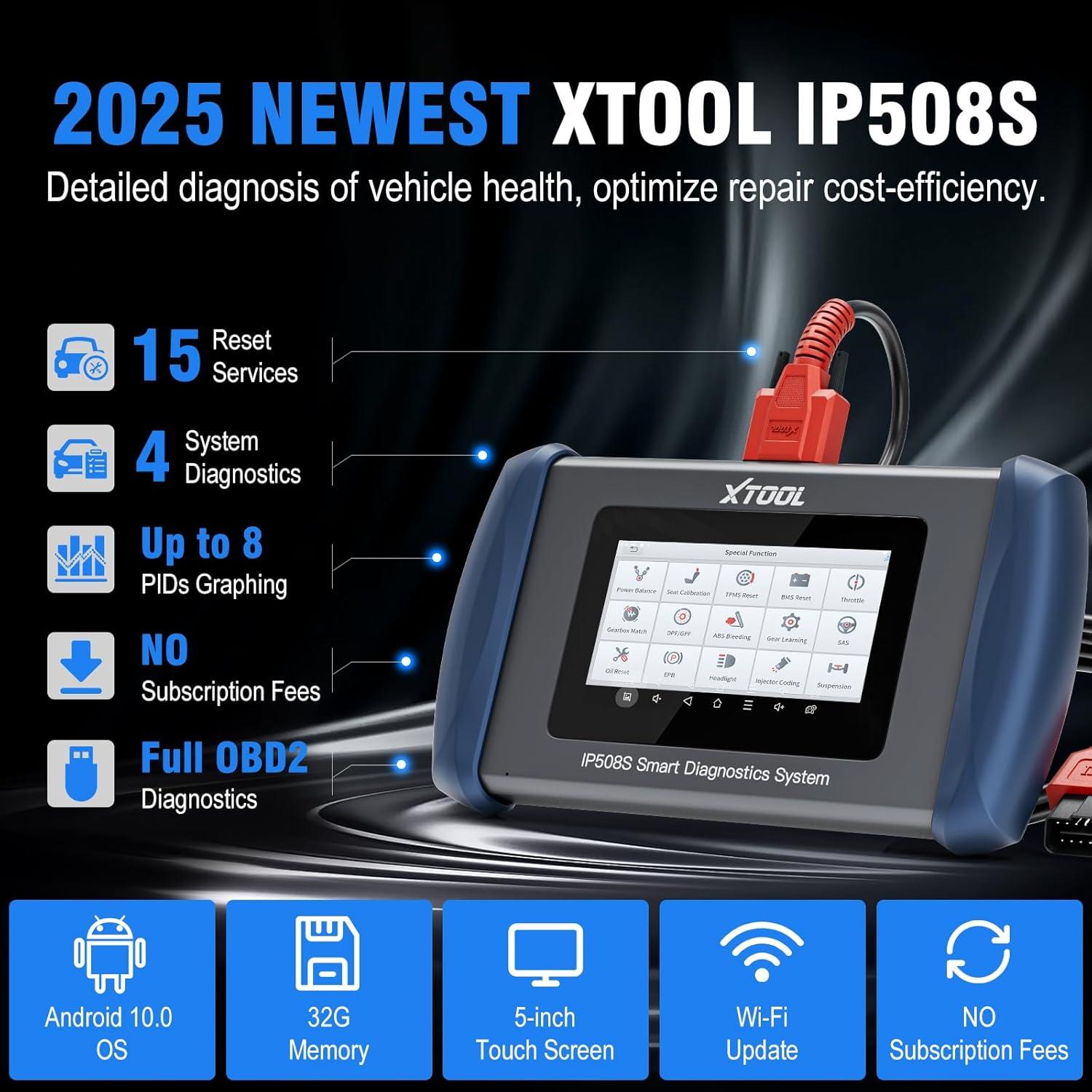 imageOBD2 Scanner Diagnostic Tool XTOOL IP508S Code Reader for Cars ampamp Trucks with 15 Resets Crank Sensor Relearn ABS Bleed CAN FD for GM Engine ABS SRS Transmission Car Diagnostic Tool Android 10