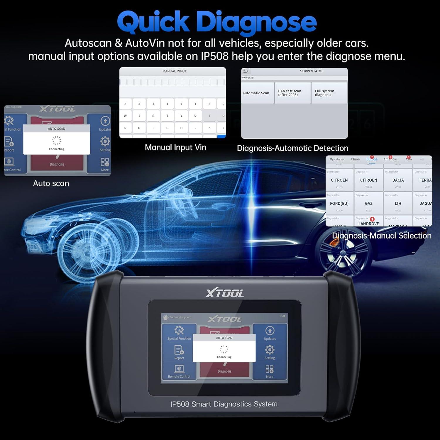 imageOBD2 Scanner XTOOL IP508 Scan Tool with 9 Reset Services OilBMS Reset Throttle Code Reader for Cars and Trucks Diagnostics Scanner for ABS Bleed Injector Coding EPB Engine Lifetime Update