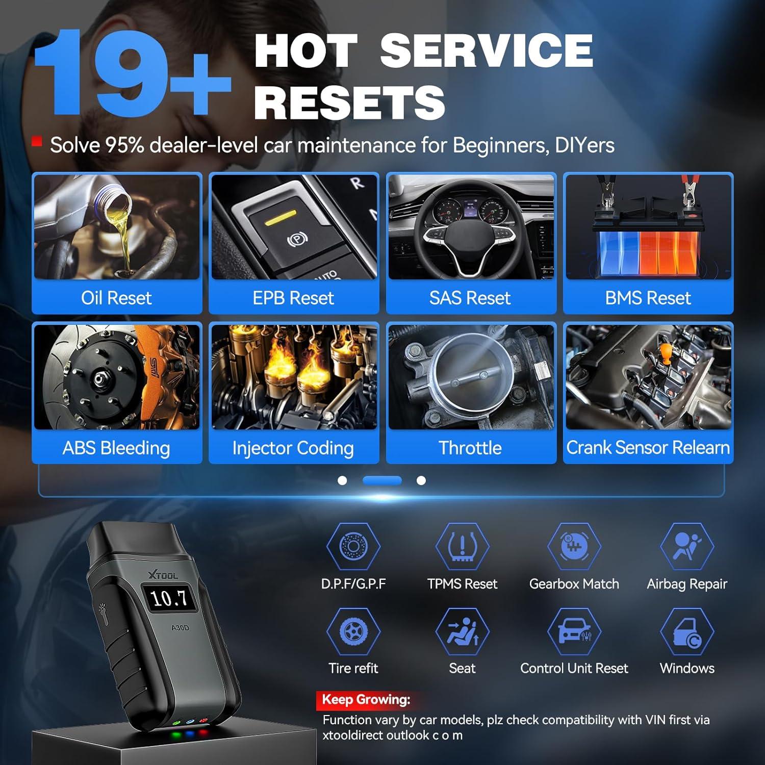 imageXTOOL Anyscan A30D OBD2 Scanner Diagnostic Tool Wireless Bidirectional Scan Tool with Lifetime Updates ampamp 19 Resets Crank Sensor Relearn Full System Diagnostics Car Code Reader for iPhoneAndroid