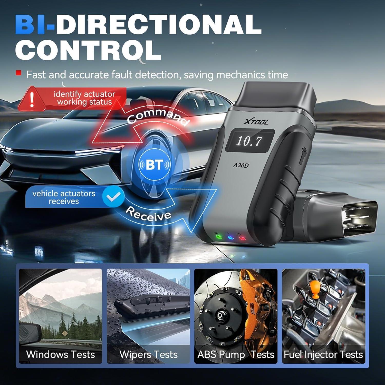 imageXTOOL Anyscan A30D OBD2 Scanner Diagnostic Tool Wireless Bidirectional Scan Tool with Lifetime Updates ampamp 19 Resets Crank Sensor Relearn Full System Diagnostics Car Code Reader for iPhoneAndroid