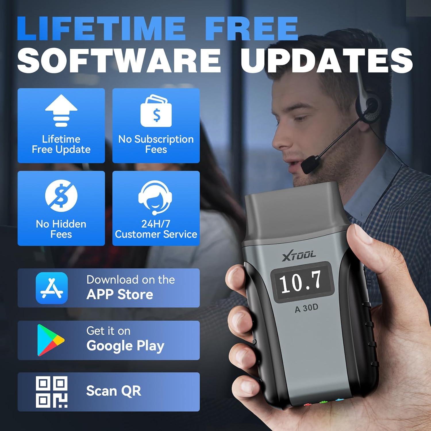 imageXTOOL Anyscan A30D OBD2 Scanner Diagnostic Tool Wireless Bidirectional Scan Tool with Lifetime Updates ampamp 19 Resets Crank Sensor Relearn Full System Diagnostics Car Code Reader for iPhoneAndroid