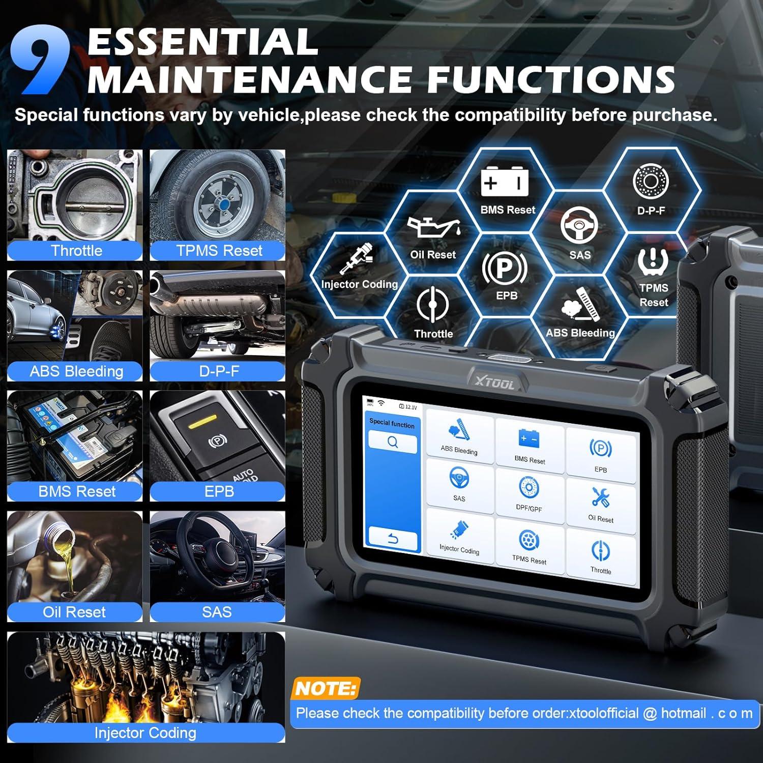 imageXTOOL D5 Car Code Reader and Reset Tool Engine ABS SRS Transmission Car Diagnostic Tool with EPB Service ABS Bleed Throttle Relearn Clear Check Engine Light Code Reader with 9 Resets Free Update