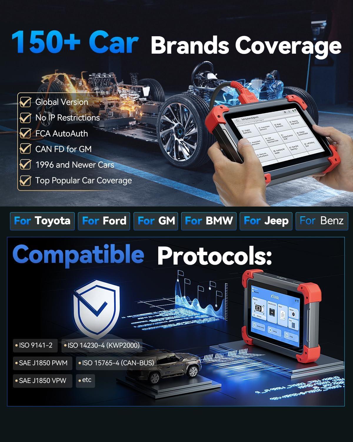 imageXTOOL D7 Bidirectional OBD2 Scanner 2025 Scan Tool with ECU Coding Full System Car Scanner Diagnostic Tool 36 Resets Injector Coding Throttle Relearn Crank Sensor Relearn FCA CANFD ampamp DoIP