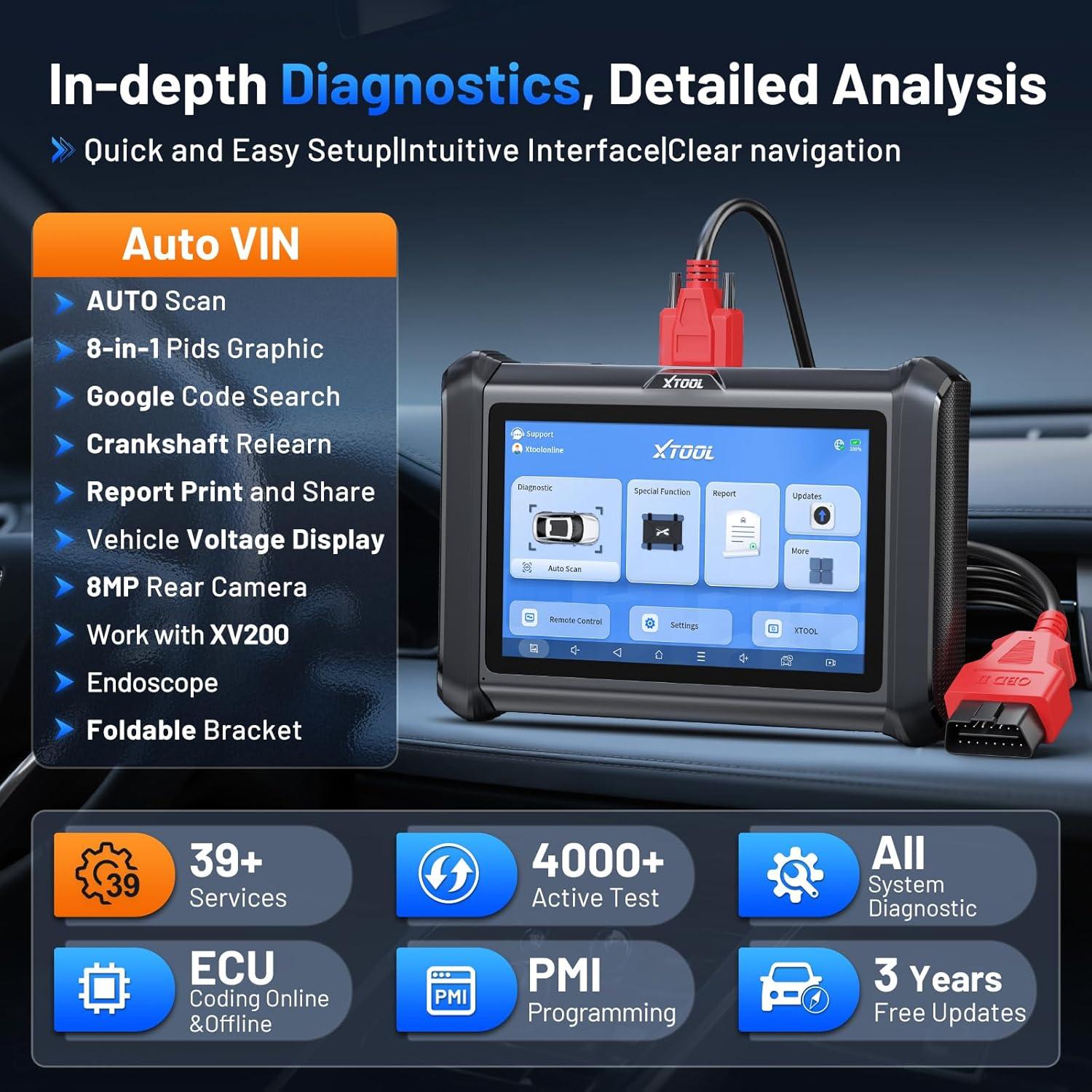 imageXTOOL D7S OBD2 Scanner Diagnostic Tool 2025 Bidirectional Scan Tool Ver of D7 with ECU Coding Active Test FCA AllSystem 39 Resets Crankshaft Relearn DoIPCAN FD 3Yr Update