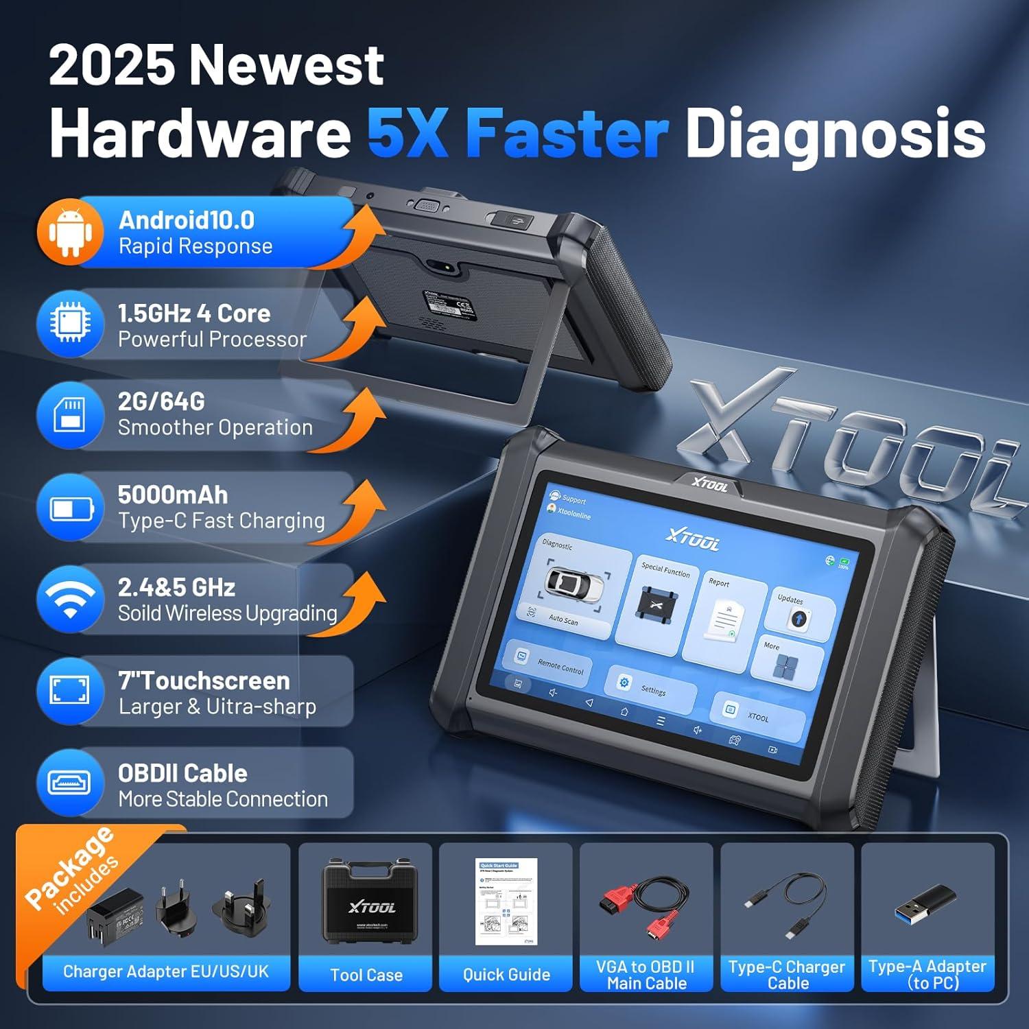 imageXTOOL D7S OBD2 Scanner Diagnostic Tool 2025 Bidirectional Scan Tool Ver of D7 with ECU Coding Active Test FCA AllSystem 39 Resets Crankshaft Relearn DoIPCAN FD 3Yr Update