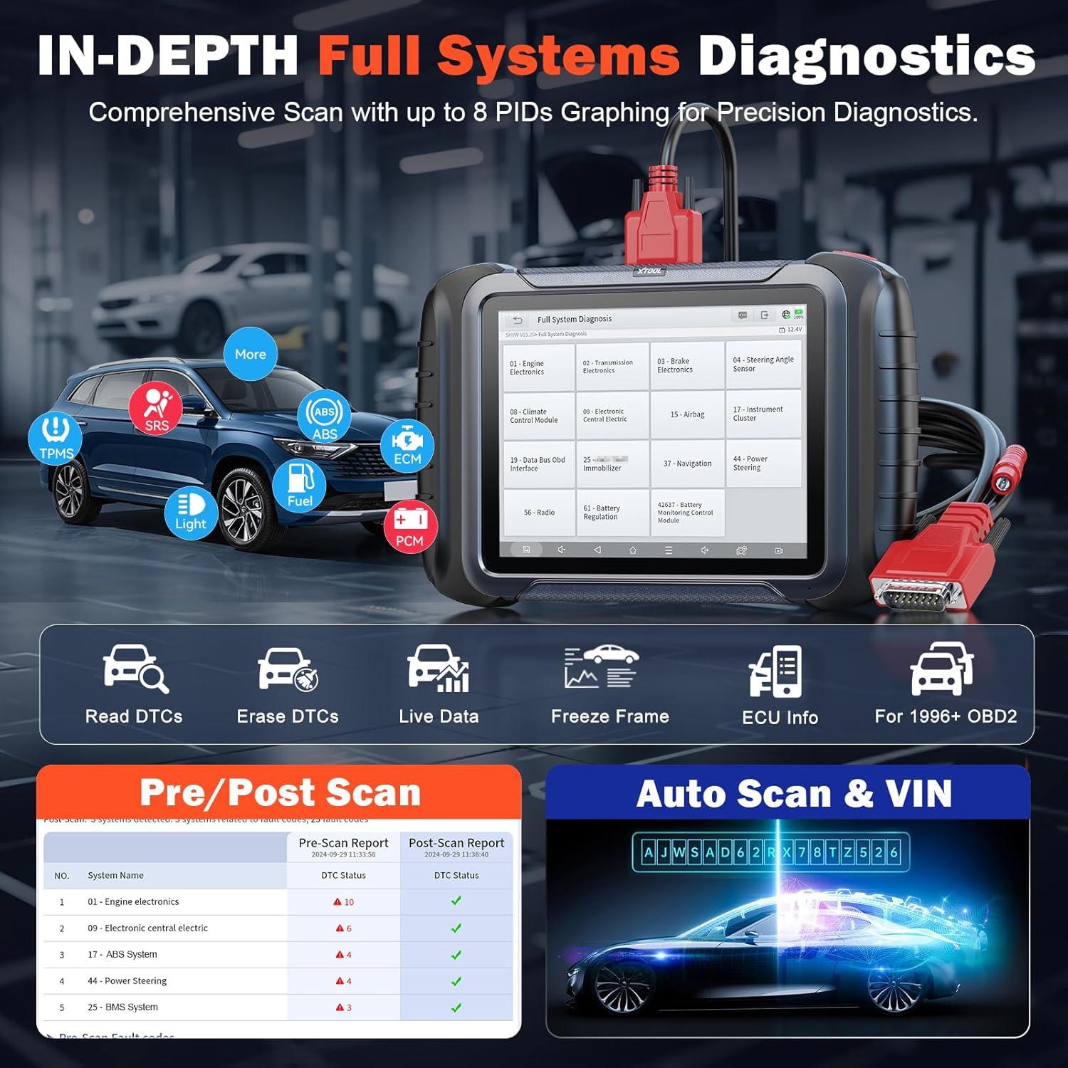 imageXTOOL D8S OBD2 Scanner 2025 Upgrade of D8 Bidirectional Scan Tool with 3Year Update Topology Mapping FCA AutoAuth ECU Coding 42 Resets All Systems Car Scanner Diagnostic Tool CANFDDoIP