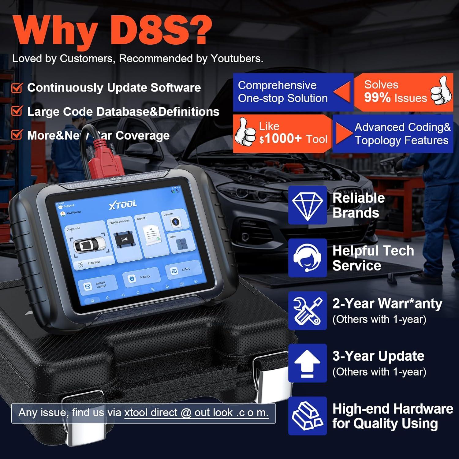 imageXTOOL D8S OBD2 Scanner 2025 Upgrade of D8 Bidirectional Scan Tool with 3Year Update Topology Mapping FCA AutoAuth ECU Coding 42 Resets All Systems Car Scanner Diagnostic Tool CANFDDoIP