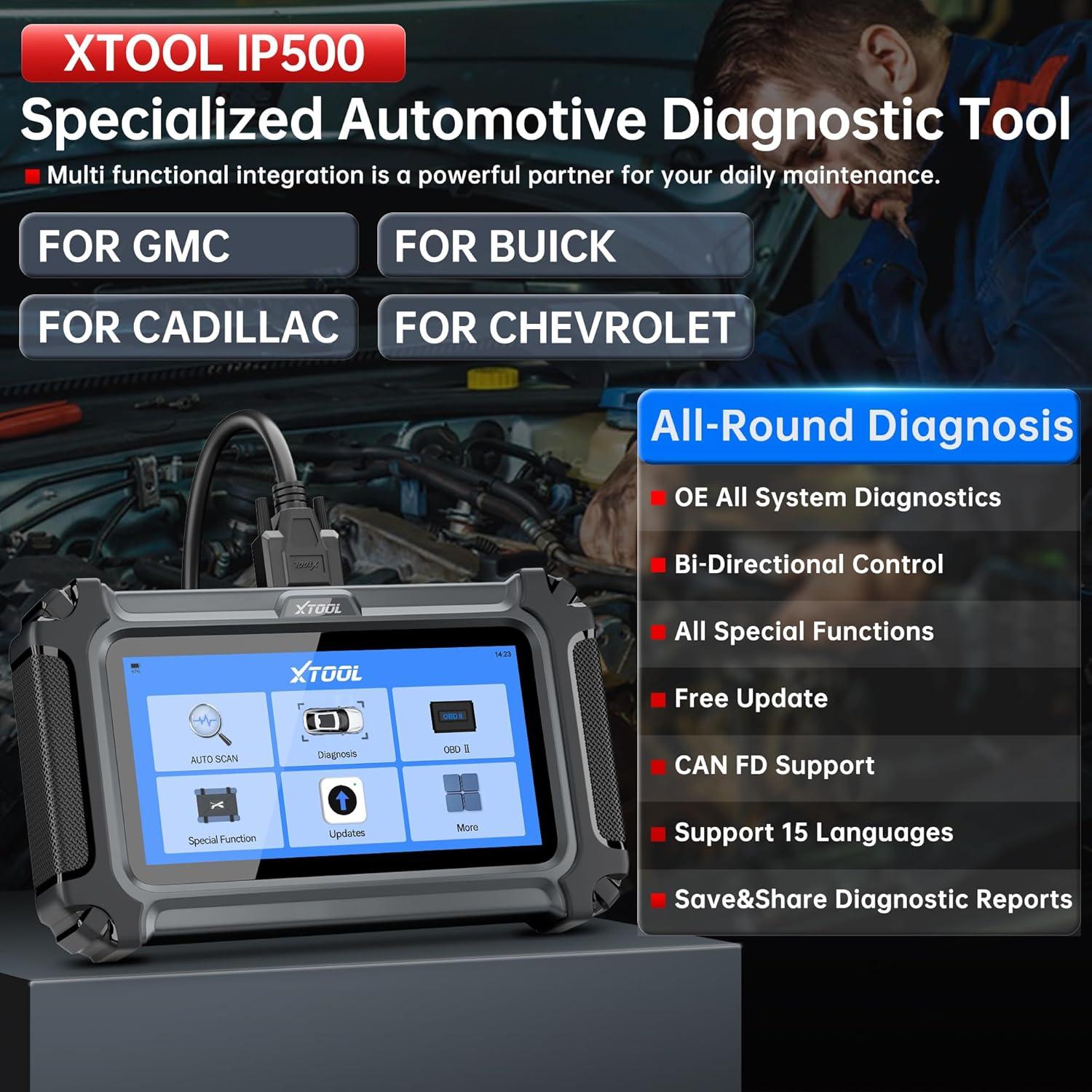 imageXTOOL IP500 for Toyota OBD2 Scanner Full Systems BiDirectional Scan Tool for ToyotaLexusScion with Full OBD2 Function All Reset Services MultiinOne Live Data Graph Lifetime Free Updatefor GMBuickChevroletCadillac