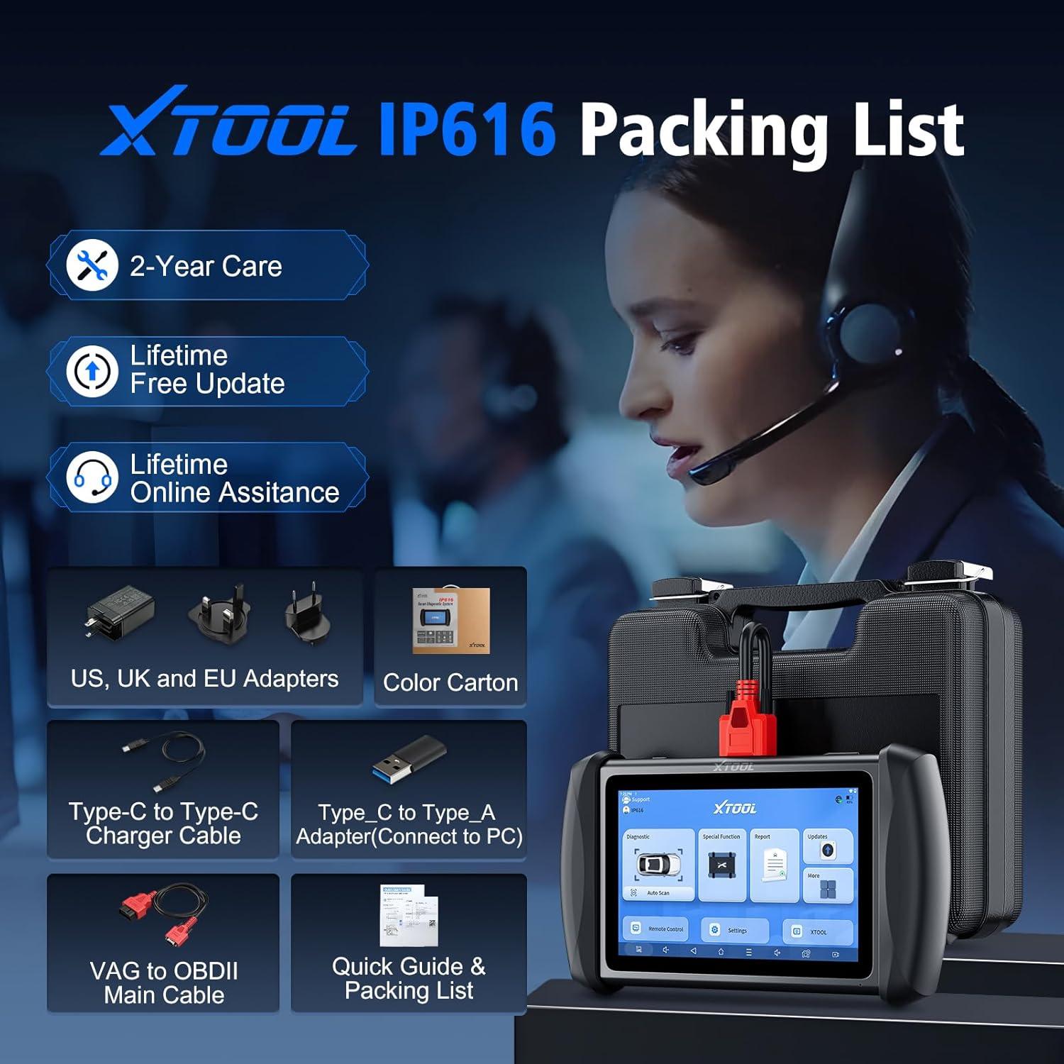 imageXTOOL IP616 V20 OBD2 Scanner Diagnostic Tool with 34 Resets Lifetime Free Update Scanner for Car CAN FD ampamp DoIP ECU Configuration Full Systems Scan Tool Android 10