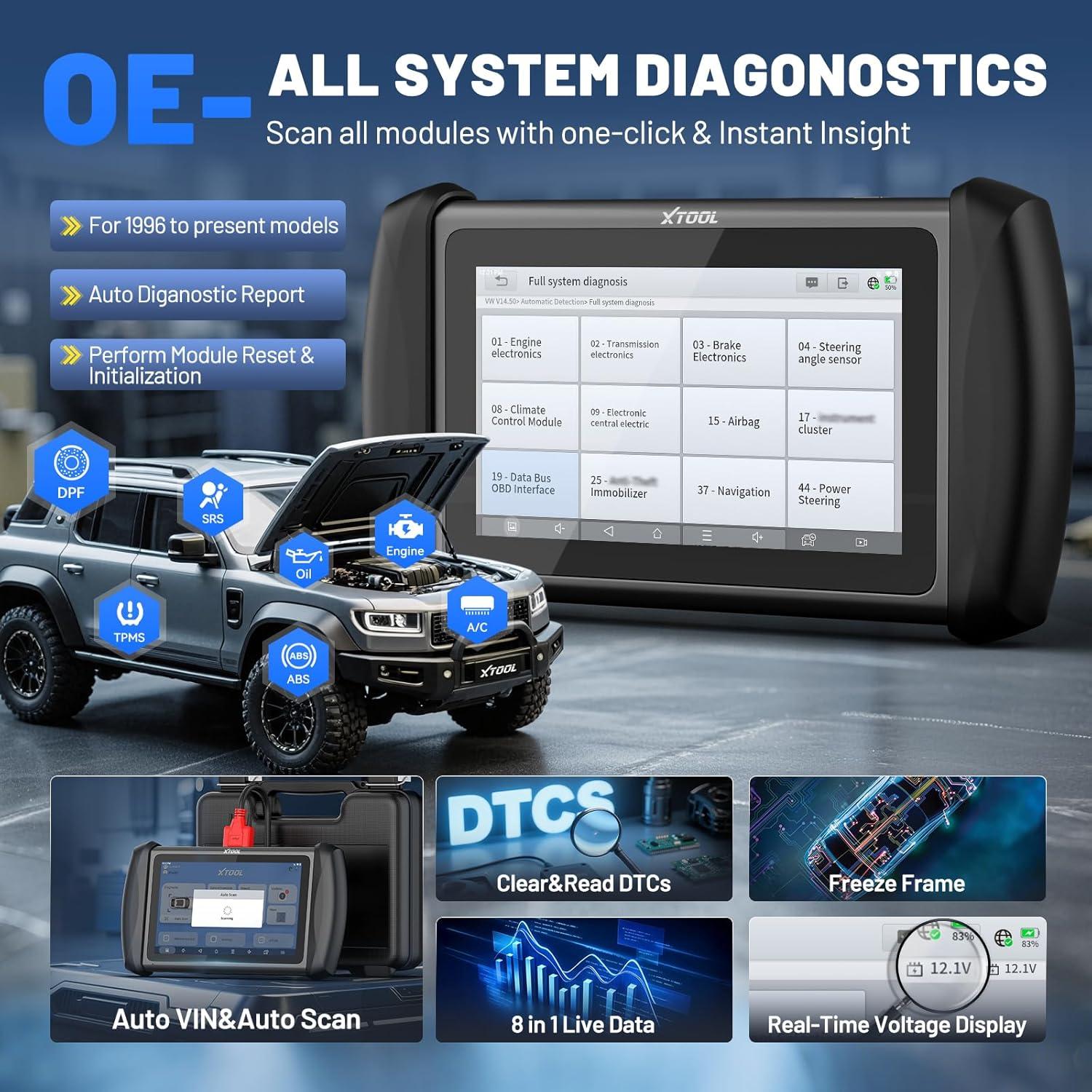 imageXTOOL IP819 V20 Bidirectional Scan Tool 2025 Upgraded of D7 OBD2 Diagnostic Scanner with Active Test PMI Function 39 Resets ECU Coding FCA AutoAuth All Systems Scanner for Cars 3Year Update