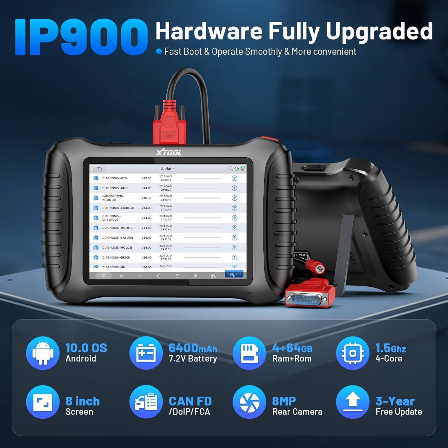 imageXTOOL IP900 Bidirectional Scan Tool 2025 Upgraded Ver of D7 Scanner OBD2 Scanner Diagnostic Tool ECU Coding 41 Resets FCA CAN FDampampDoIP Pre ampamp Post Scan All System Scanner for Car 3Year Update