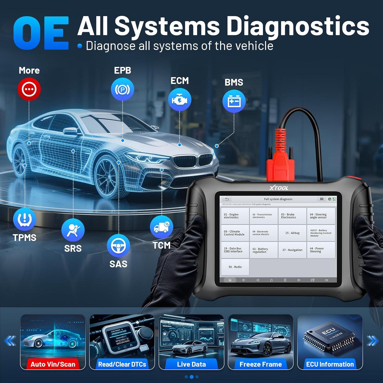 imageXTOOL IP900 Bidirectional Scan Tool 2025 Upgraded Ver of D7 Scanner OBD2 Scanner Diagnostic Tool ECU Coding 41 Resets FCA CAN FDampampDoIP Pre ampamp Post Scan All System Scanner for Car 3Year Update