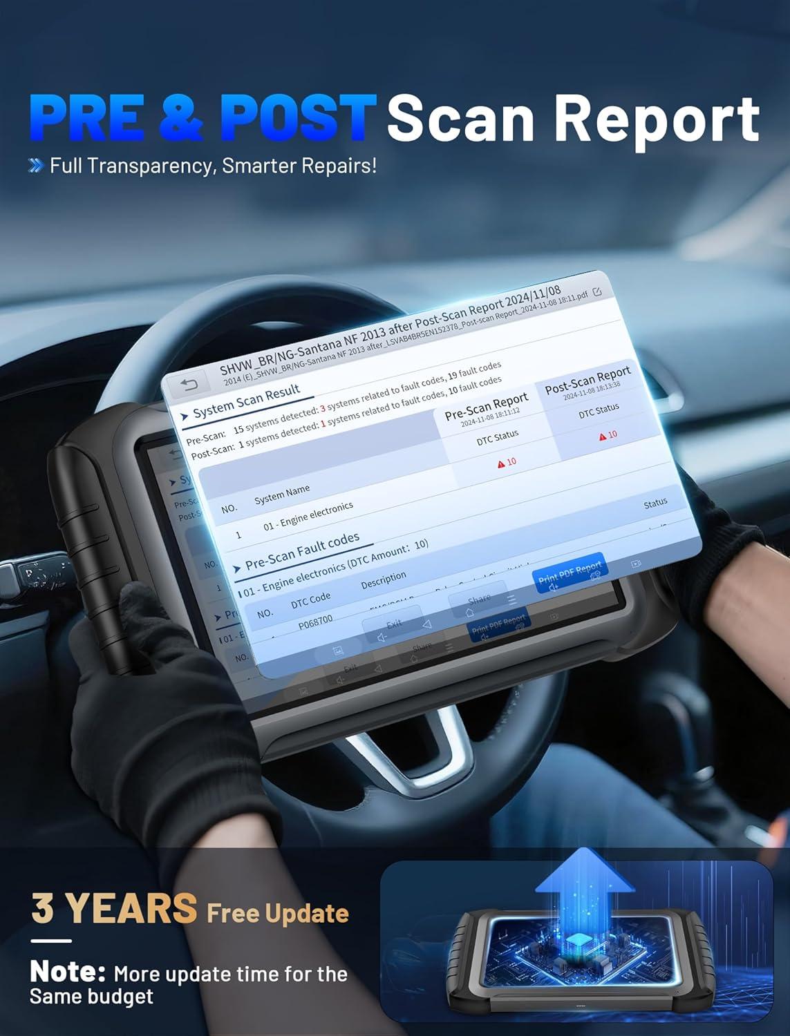 imageXTOOL IP919 PRO Scan Tool ECU Programming Car OBD2 Scanner with Topology Mapping Upgrade of D9S PRO 51 Resets ECU Coding FCACAN FDDoIP Automotive Bidirectional Scan Tool with 3Year Updates