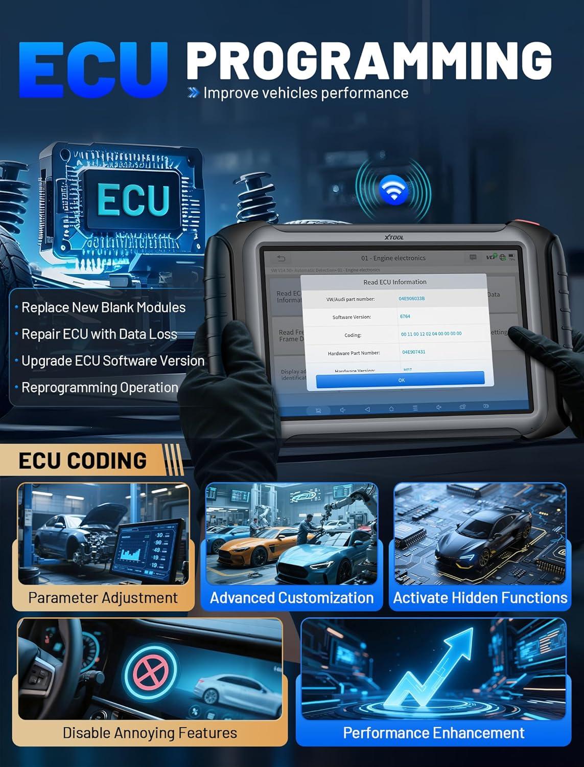imageXTOOL IP919 PRO Scan Tool ECU Programming Car OBD2 Scanner with Topology Mapping Upgrade of D9S PRO 51 Resets ECU Coding FCACAN FDDoIP Automotive Bidirectional Scan Tool with 3Year Updates