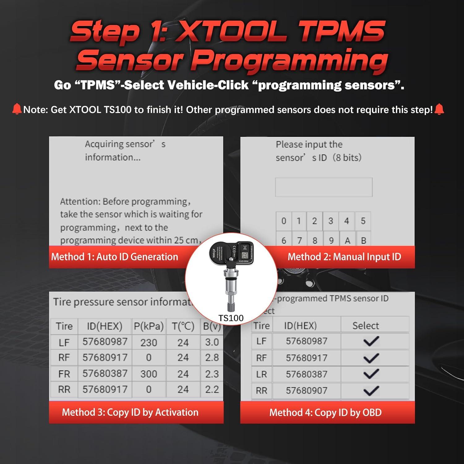 imageXTOOL TP150 TPMS Programming Tool 2025 TPMS Relearn Tool ActivateRelearn All Known TPMS Sensors Program XTOOL TS100 Sensors 315 433MHz TPMS ResetDiagnosis