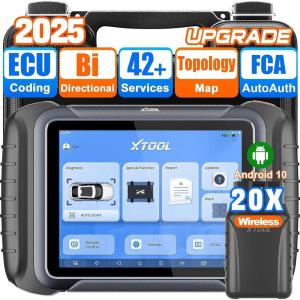 imageXTOOL D8W Wireless Bidirectional Scan Tool 2025 OBD2 Scanner with Topology FCA AutoAuth 3Year Updates ECU Coding PMI 42 Resets Full Diagnostic Scanner for Car Crankshaft Relearn CAN FDDoIP